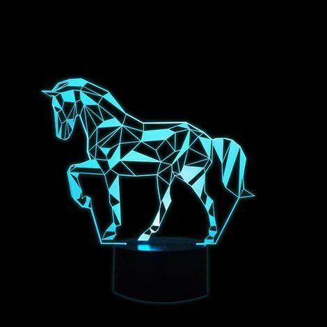 3D Lampe Illusion Optique LED Veilleuse pour Enfant, Lampe 3d Cheval 7 Couleurs Changeantes Lampe de Chevet Tactile Chambre Déco Lampe Cheval avec Câble USB (1/5)