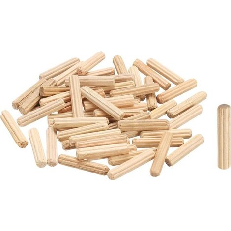 Packung mit 100 geraden, gerillten Holzdübeln – 4 mm x 20 mm – Für Bastelarbeiten, Möbelbau und Heimwerkerprojekte