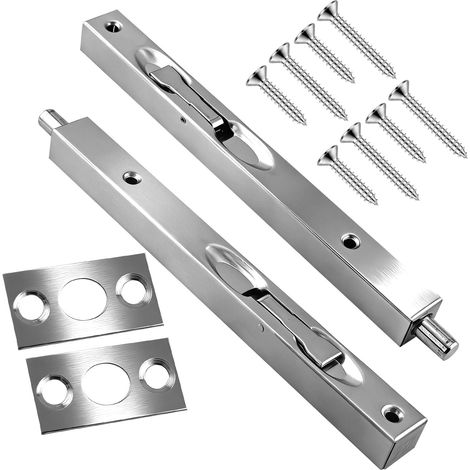 Lot de 2 verrous de porte cachés en acier inoxydable brossé, adaptés aux portes en bois et aux portes composites (1/5)