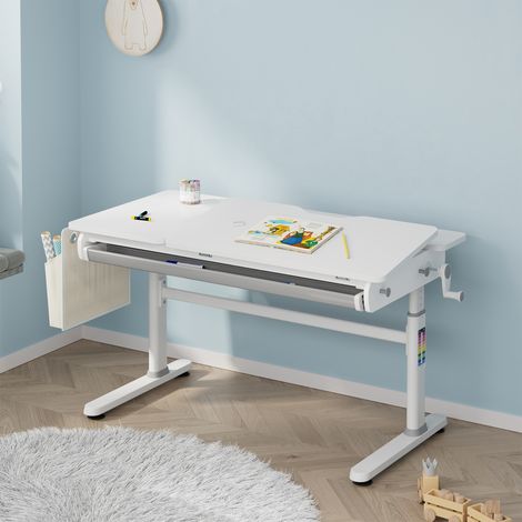 Höhenverstellbarer Kinderschreibtisch Kuosa 120x60 cm Grau/Weiß [en.casa]