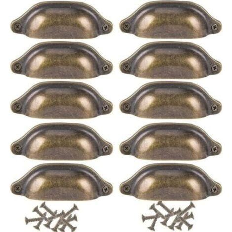10Pcs Poignée Coquille Rétro Poignee de Meuble Vintage pour Placards Armoire Commode Tiroirs (1/4)
