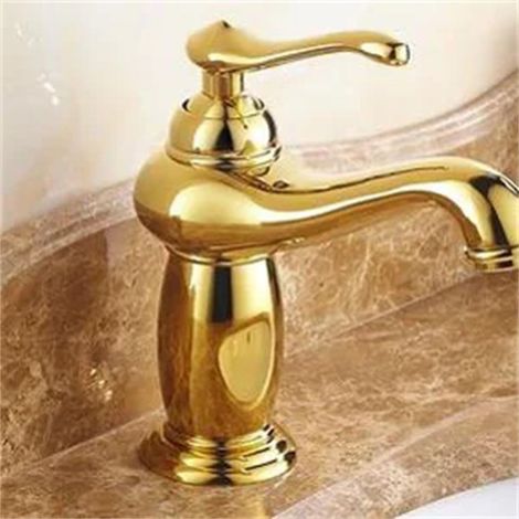 Goldene Waschtischarmatur, goldfarben, Messing-Mischbatterie mit Keramik (1/5)
