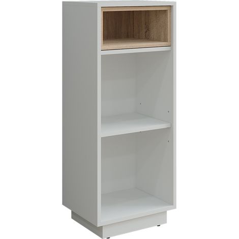 Mobiletto midi Beatrice, Bianco/Sonoma, 38 x 93 cm con 3 scomparti, Vicco