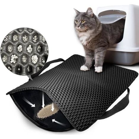 1 pièce Tapis litière pour chat, non-slip, double couche en EVA imperméable, 45x60 cm, idéal pour sols d'intérieur et chats domestiques (1/4)