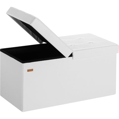 CASARIA® Foldable Ottoman Chest Bench with Folding Padded Lid 100/131 Litres  L White