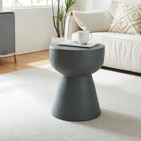Tavolino Rotondo Oulvepijanse in Calcestruzzo Leggero Design Torre 51xØ40 cm Grigio Scuro [en.casa]