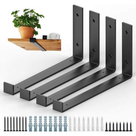 Set mit 4 robusten Metall-Gerüstregalhalterungen, industriellen Wandregalen aus Eisen, Wandhalterungen zur Aufbewahrung, 20 cm Größe