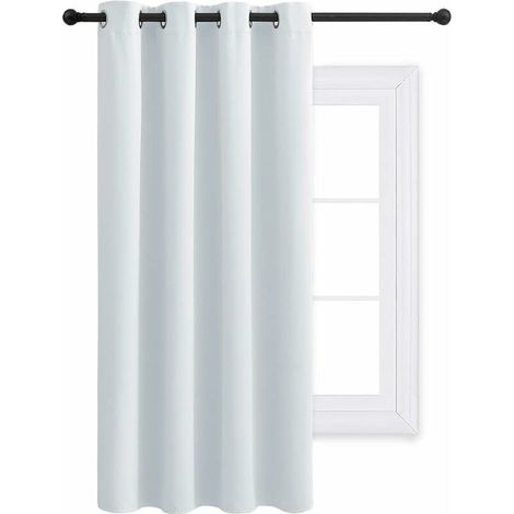 Décoration Rideau Occultant - Rideaux Thermique de Fenêtre Lumineux Bloquer Isolation Phonique Uni pour Fille Chambre Maison, 132 Largeur et 158 cm Hauteur, 1 Pièce, Gris Blanc (1/5)