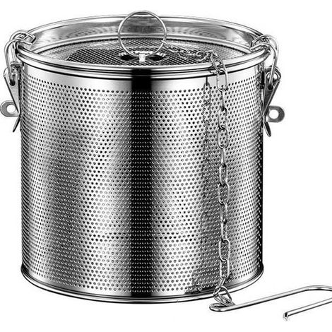 Filtro de acero inoxidable, Cesta coladora de acero inoxidable plateado, Infusor de hierbas reutilizable, Fácil de limpiar, Plateado (1/5)