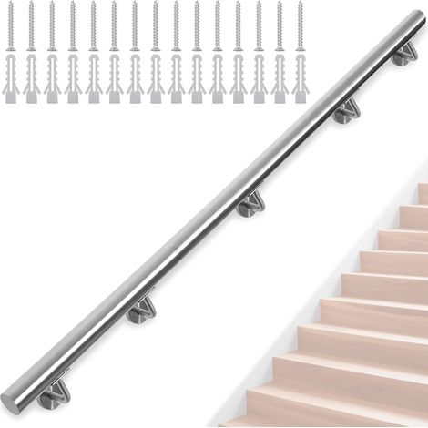 300CM Main Courante d'Escalier en Acier Inoxydable Exterieur et Intérieur Main Courante Antidérapante, Rampe d'Escalier Murale pour Sécurité, Couloir, Salle de Bain, Grenier, Jardin (1/5)