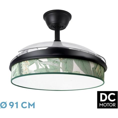 Ventilador Dc Moda 72w Negro/hoja Verde 91d 3aspas 7200lm 3000k, 4000k, 6000k Remoto+ Memoria+ Temporizador (1/3)