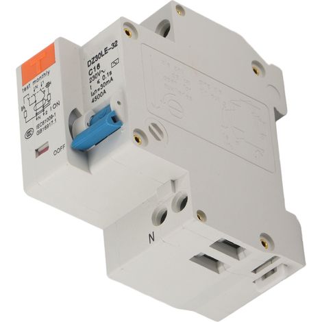 Disjoncteur miniature 1P 16A 220V, protection contre les surcharges, les courts-circuits et les courants de fuite à la terre, pour 50/60 Hz (1/5)
