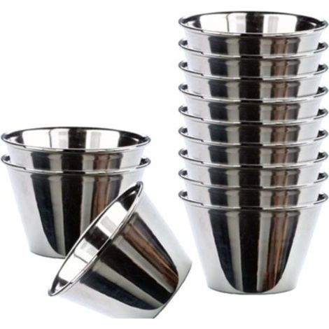 TrAdE Shop Traesio - Mini Stampi Per Budini Dolci Set Da 12pezzi In Acciaio Inox Dimensione Diam 7cm -