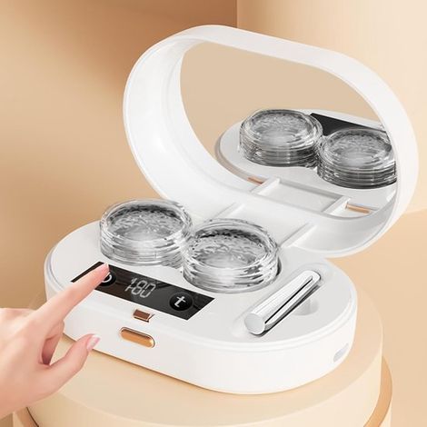 Nettoyeur de lentilles de contact à ultrasons,appareil de nettoyage automatique,nettoyeur à ultrasons rechargeable par USB,pour hommes et adultes (1/5)
