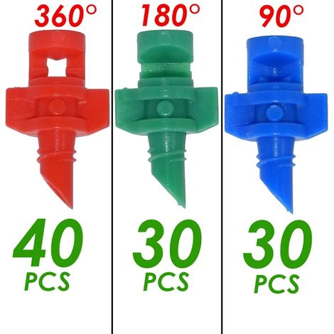 (K-100pcs) Buse de réfraction pour arrosage goutte à goutte, outils de jardin, brumisateur à 90/180/360 degrés pour plantes en pot et serre (1/5)