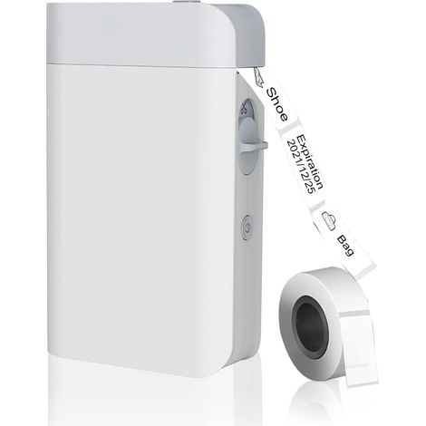 Imprimante thermique sans fil portable de poche pour étiqueteuses, compatible iOS et Android (blanche)
