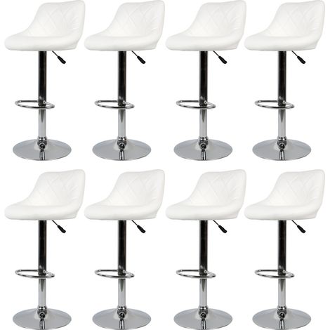 Aqrau Tabouret Tabouret de bar à dossier en sergé, blanc 8 pcs (1/5)