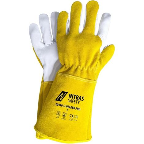 Schweißerhandschuhe WELDER PRO Größe 9 ocker/grau PSA-Kat.II EN ISO 21420, EN 388, EN 12477 (1/4)