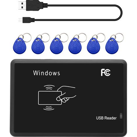 EM4100 USB RFID ID Lecteur de Carte Lecteur avec Clé Proximité pour Windows 2000, 2003, XP, Windows 7/8/10 125 kHz (1/5)