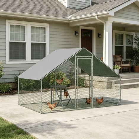 Poulailler métallique avec couverture imperméable et résistante aux UV, cage en spirale accessible à pied, grand poulailler, cour extérieure, ferme utilisant des tuyaux de 2,5 cm de diamètre (1/5)