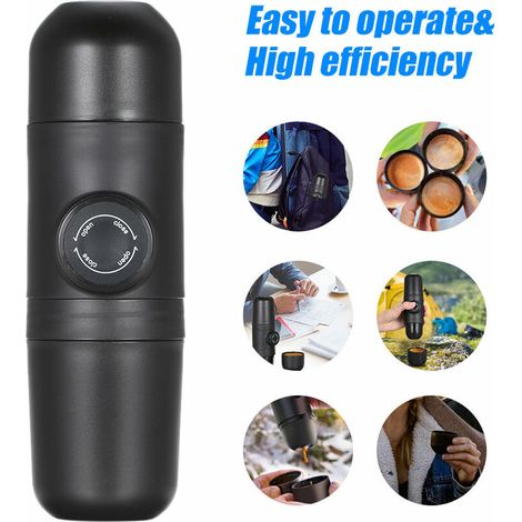 Cafetière expresso portable manuelle – Pression 8 bar – Capacité 140ml – Matériaux PP et acier inoxydable – Compacte et légère (1/5)
