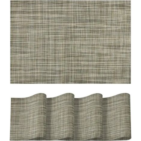Artoid Mode Lot de 4 sets de table en vinyle PVC tissé marron, lavables, résistants à la chaleur, antidérapants, p - Brun 30 x 45 cm (1/5)
