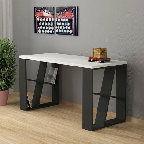 Escritorio Eloi, Estructura Antracita, Superficie Blanca, Material Madera Nobilitada, 140x60x75h cm Blanco (1/3)