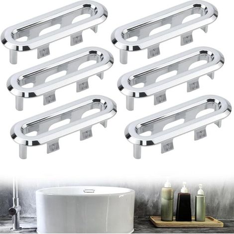 KZQ Paquete de 6 anillos antidesbordamiento para fregaderos con orificios rectangulares, tapones y embellecedores, prácticos para evitar desbordamientos y adaptarse a diferentes fregaderos. (1/4)
