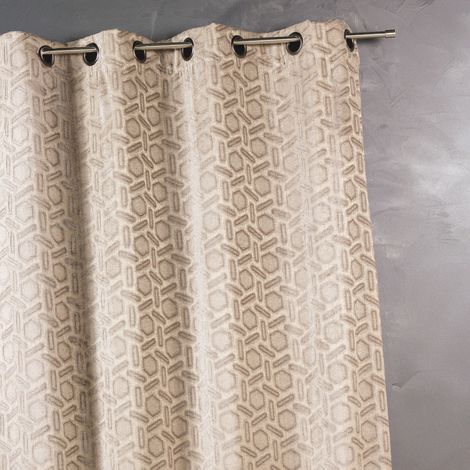 Rideau jacquard à imprimés design Beige 140x260 cm