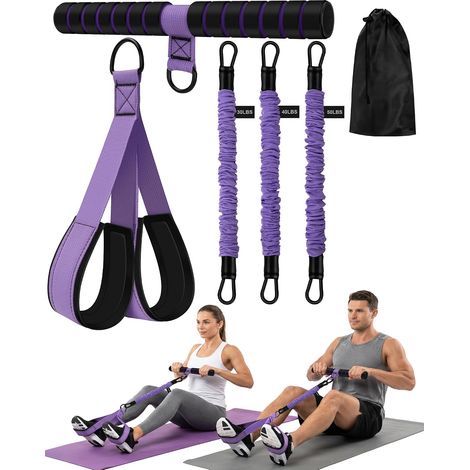 Pedal mit Widerstandsband und Griffen, 13,6–54,4 kg (30–120 lb) elastisches Fitness-Spannseil, Ganzkörpertraining, Heim-Krafttrainingsgerät für Frauen und Männer (1/5)