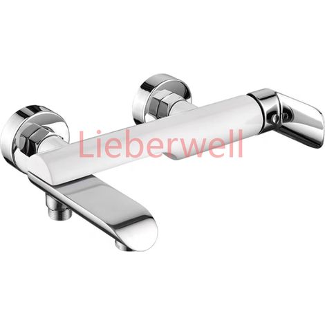 Robinet de douche mural en laiton chromé blanc, robinet à poignée unique, robinet de baignoire, eau chaude et froide, robinet de douche moderne (1/4)