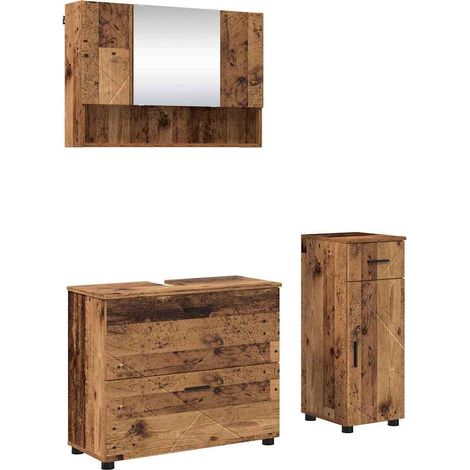 Maison Exclusive - Badezimmermöbel-Set 3 stk. Altholz 76,5 x 35 x (1/5)