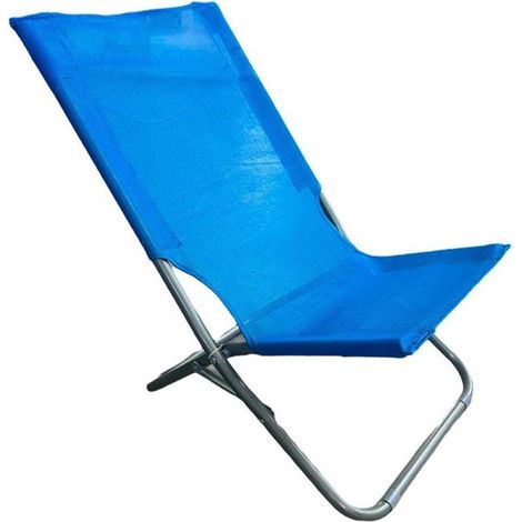 TrAdE Shop Traesio - Spiaggina In Textilene Blu Pieghevole Sedia Per Mare Campeggio 57x47x72 Cm 281053 -