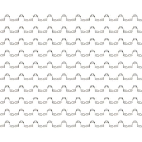Lot de 100 colliers de fixation en U 25mm pour tubes et conduits d'air, clips démontables en acier inoxydable 304 (1/5)
