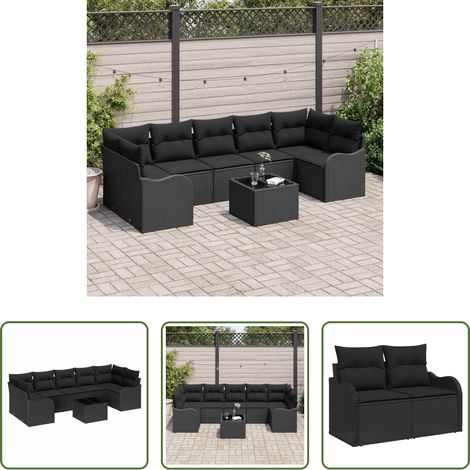 Terrassensofa - Gartensofa-set Schwarz 55 x 55 x 37 cm Poly-Rattan (1/5)