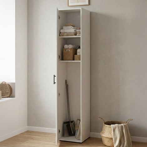 Armario Multiuso 1 Puerta Crucoli, 2 Estantes, 40x206h cm Blanco (1/5)