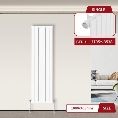Warmehaus Flat Panel Radiator White Vertical 1800 x 408mm Single (1/3)