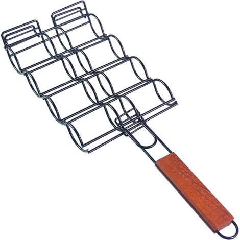 Grille en acier inoxydable pour épis de maïs, panier de barbecue portable avec poignée en bois pour grillades en extérieur (1/5)