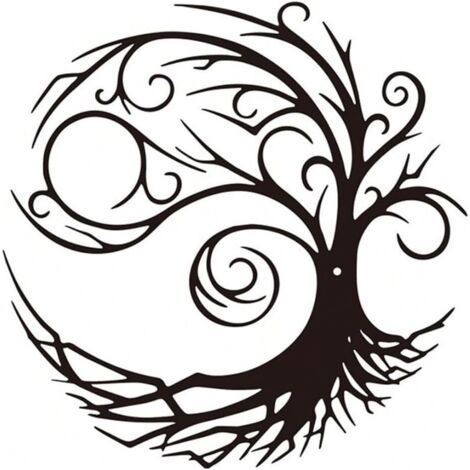 Décoration murale en métal arbre de vie Art Déco 30x30cm – Design captivant pour salon, chambre, jardin – Apportez une touche artistique