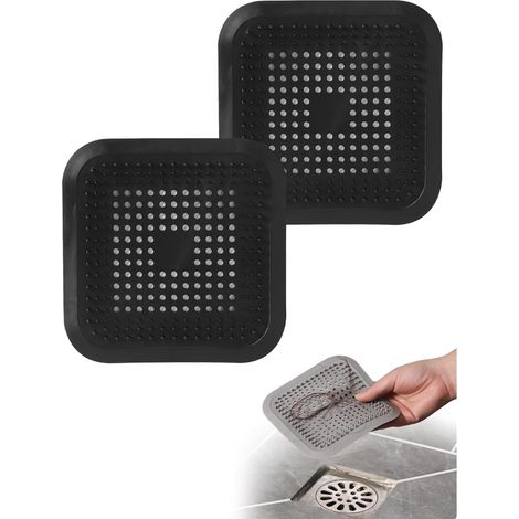 Lot de 2 Attrape-cheveux, Installation facile, Pour salle de bain, Baignoire, Cuisine (1/5)