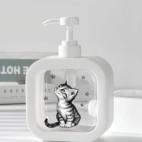 (Kitten WH 300ML) Flacon distributeur de savon liquide ciel étoilé Kitten pour savon liquide pour les mains, liquide vaisselle, décoration pour évier de cuisine et salle de bain - Idée cadeau pour la (1/5)