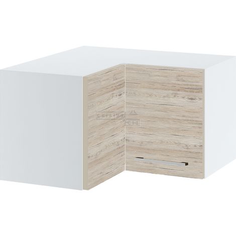 Meuble d'angle haut SLIM de cuisine Bellissi Noyer blanchi 2 portes L 60/60 cm