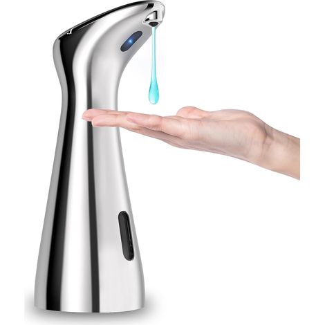 CSPARKV Automatischer Seifenspender, 200 ml, berührungsloser Flüssigseifenspender mit Infrarot-Sensor für Badezimmer, Küchenspüle, Hotel, Restaurant, Silber (1/5)