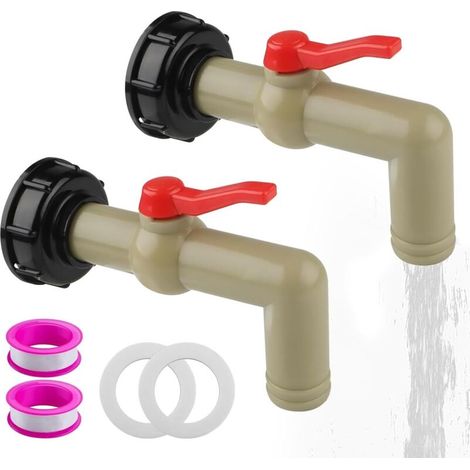 2 Pièces Robinet Pour Cuve Robinet de Sortie IBC Robinet Cuve Plastique Robinet Cuve a Eau S60x6 Filetage Grossier Adapté Aux Réservoirs D'eau Barils de Pluie Réservoirs IBC (30 mm) (1/5)