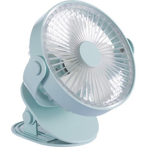 Ventilateur à pince orientable à 360° avec veilleuse LED, 5 vitesses, USB, ventilateur de bureau personnel multifonction portable pour la maison, la chambre ou le bureau. (1/5)