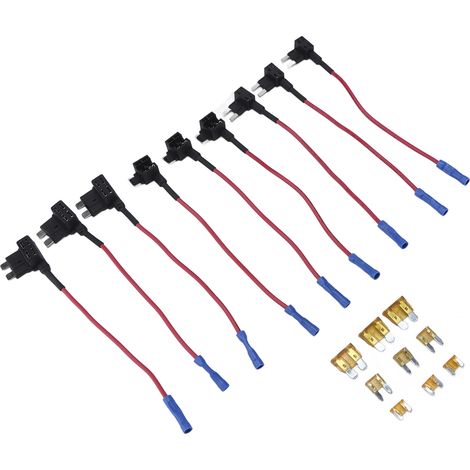 Lot de 9 adaptateurs circuit 12V, 3 types de porte-fusible standard/mini/bas profil avec fusible 5A (1/5)