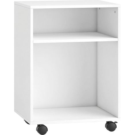 Printer Stand with 2 Shelves, Lockable Wheels, 40x35x56 cm, White