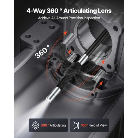 Caméra Endoscopique 360° 4 Voies Endoscope 1080p Caméra Inspection pour Canalisation Automobile avec Sonde IP67 8 mm, Éclairage, Éc… (1/5)