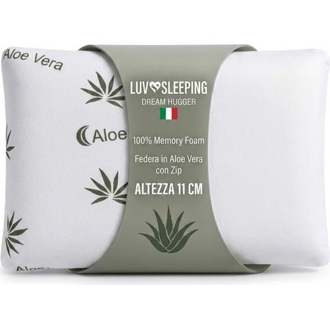 Coussin à mémoire de forme avec taie d'oreiller Aloe Vera de 11 cm de haut – Oreiller orthopédique fabriqué en Italie (1/5)