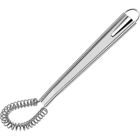 Fouet de cuisine en spirale, cuillère magique, mèche en acier inoxydable, batteur à main libre, mousseur crémeux, mini-mixeur en acier inoxydable (argenté) (1/2)